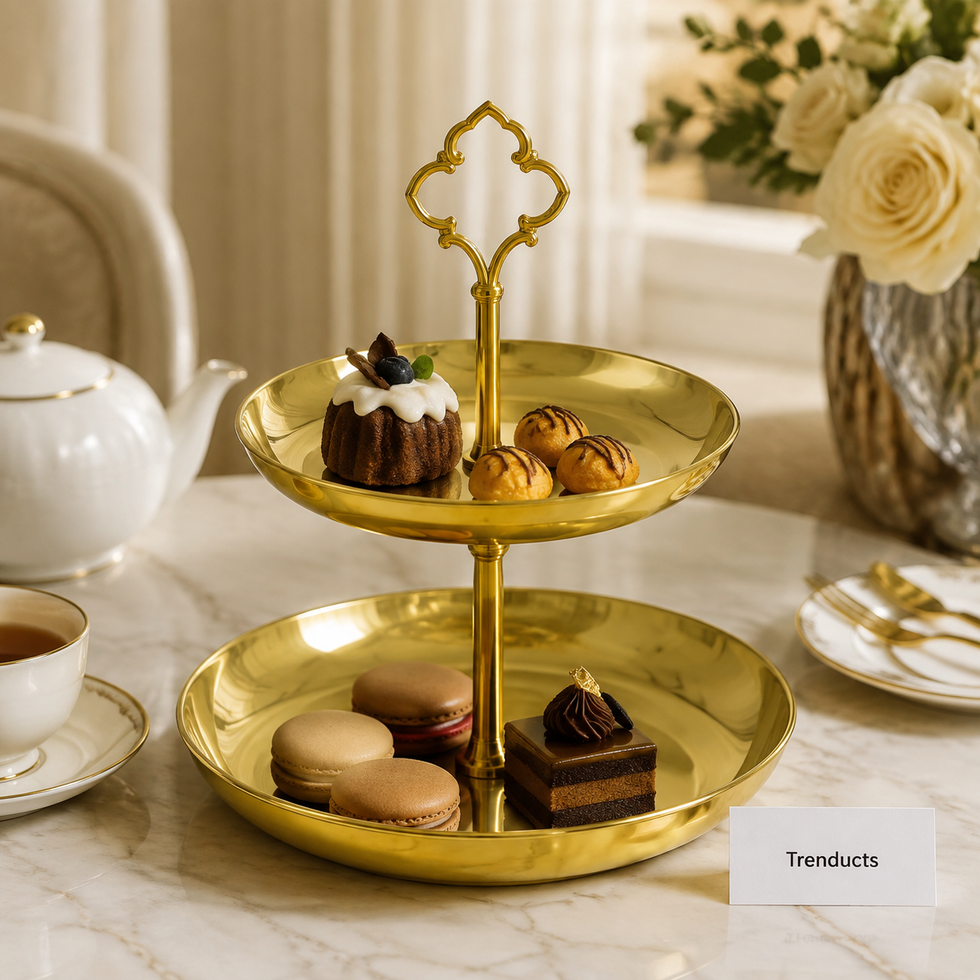 Two Step Golden Pastry Serving Stand