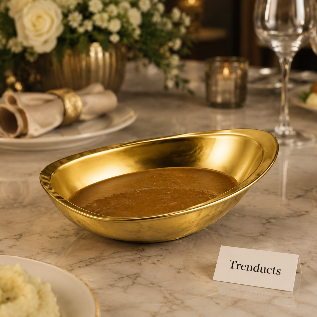 Golden Gravy Serving Bowl Centerpiece