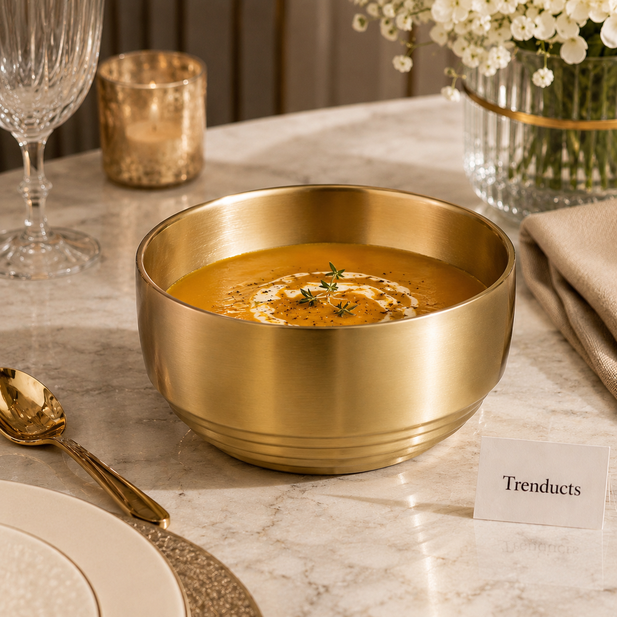 Stacked Metallic Soup Bowl Size Collection