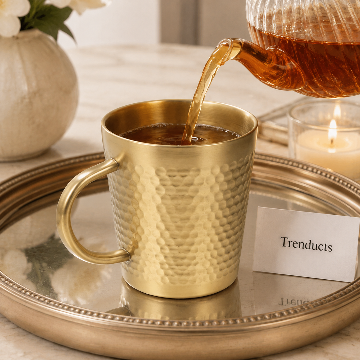 Hammered Metallic Tea Cup Style Collection