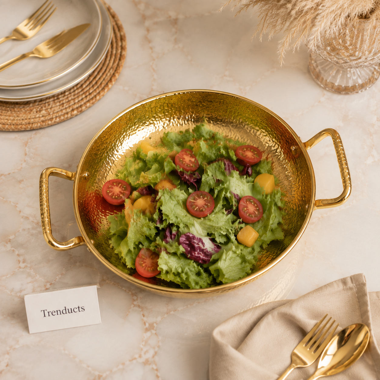 Textured Golden Serving Bowl Size Collection