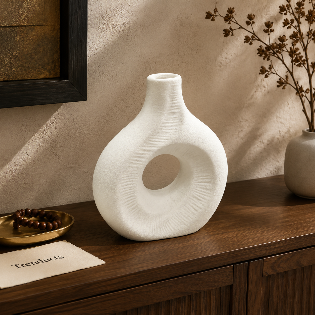 Teardrop Ring White Ceramic Vase