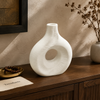 Teardrop Ring White Ceramic Vase