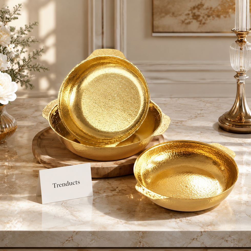 Textured Golden Serving Bowl Size Collection