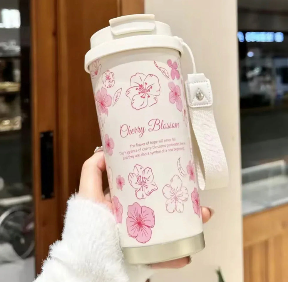 پھولوں کے ڈیزائن کے ساتھ 500ml سٹینلیس سٹیل تھرمل فلاسک مگ