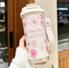 500ml Stainless Steel Thermal Flask Mug with Floral Design - Clarify.pk
