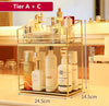 Desktop Makeup Organizer Rack - Gold Storage Box - Clarify.pk