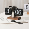 Retro flip desk clock - Wooden Base - Clarify.pk