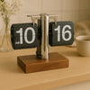 Retro flip desk clock - Wooden Base - Clarify.pk