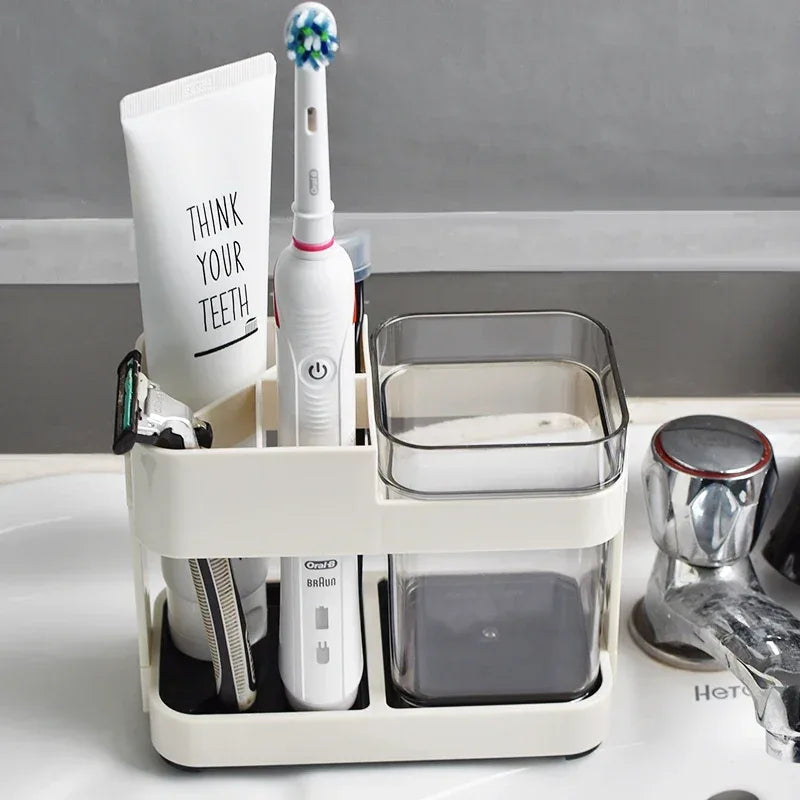 Floor Type Toothbrush Organizer with Multi-Storage