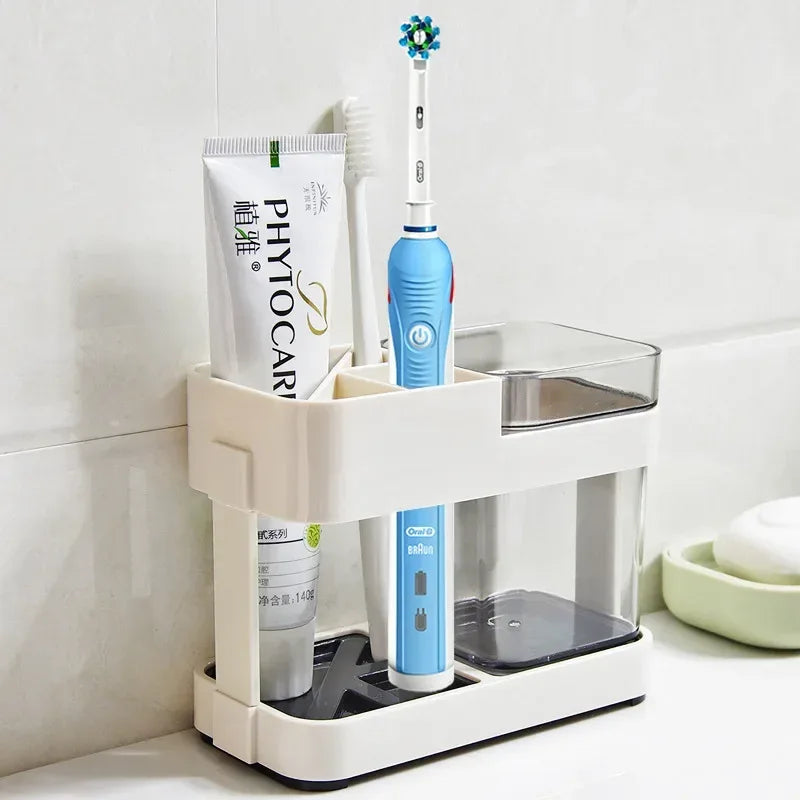 Floor Type Toothbrush Organizer with Multi-Storage