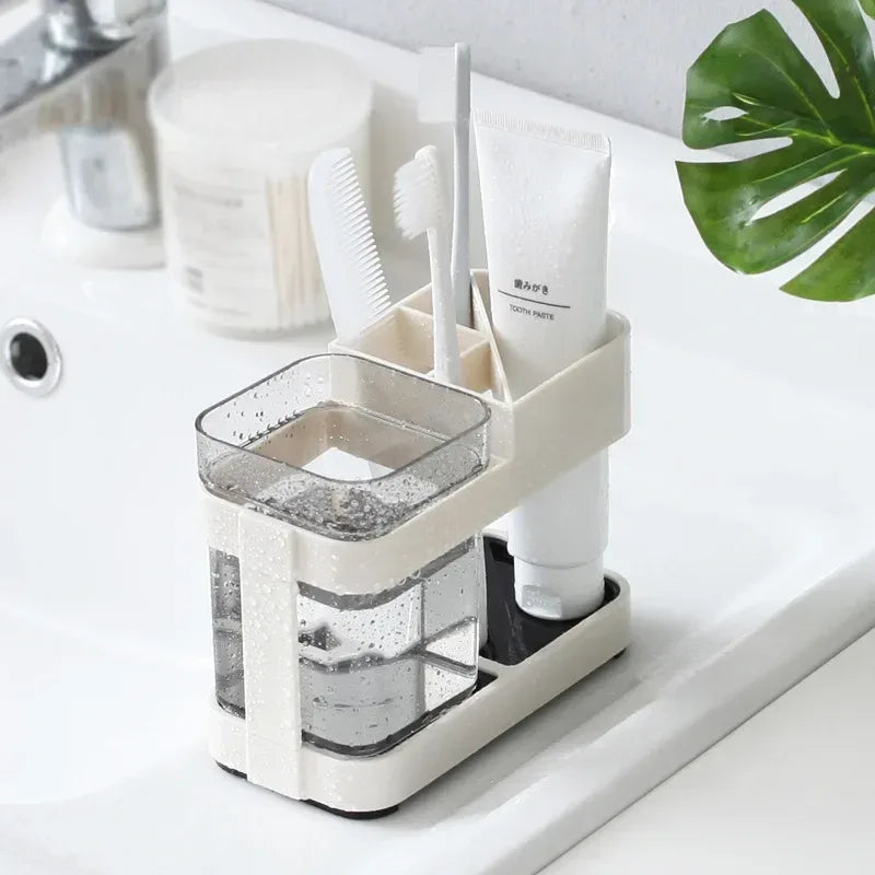 Floor Type Toothbrush Organizer with Multi-Storage