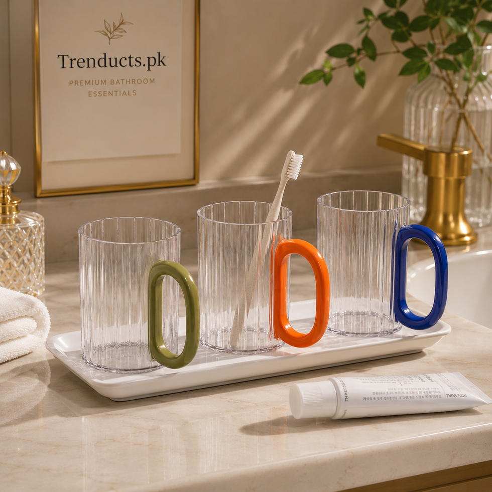 Transparent Bathroom Cup with Stylish Handle