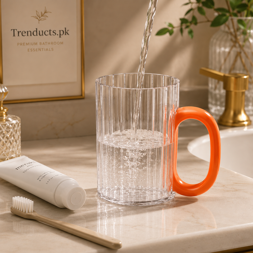 Transparent Bathroom Cup with Stylish Handle