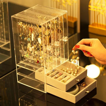 Transparent Jewelry Organizer Box with Drawers - Clarify.pk