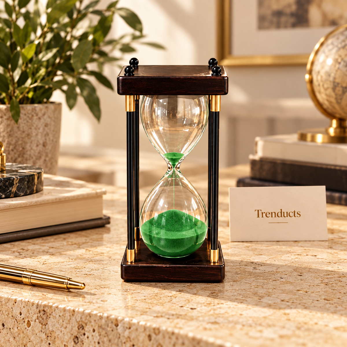 30 Minute Green Sand Wooden Hourglass Timer for Decor