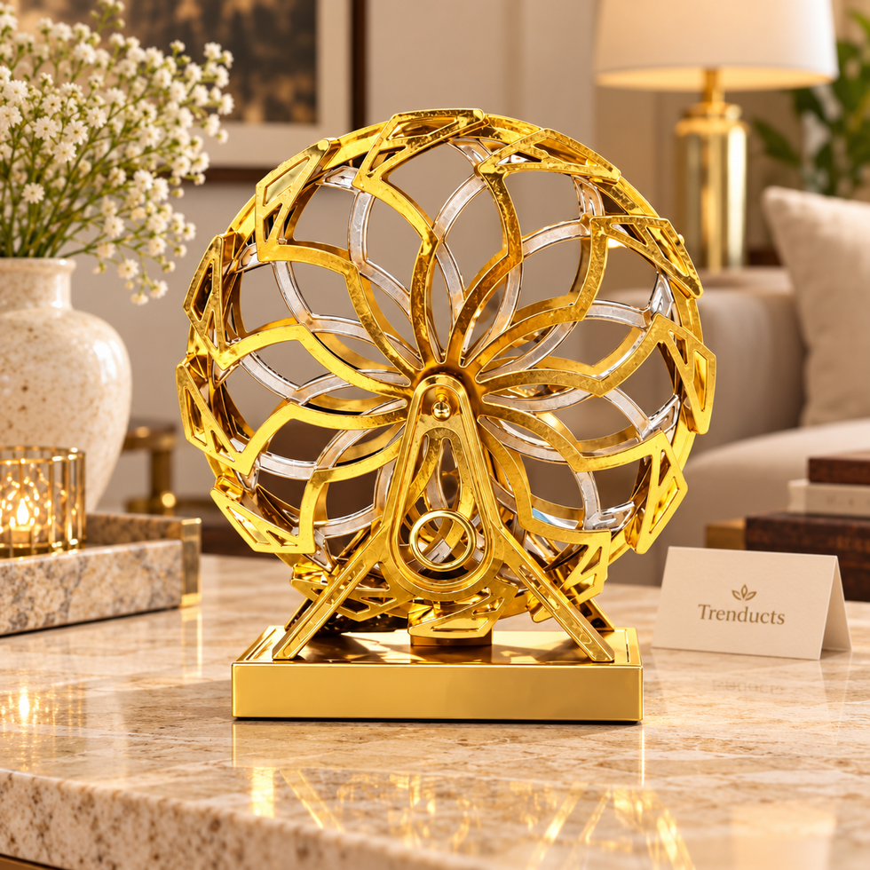 Golden Wheel Swing Decorative Showpiece for Table Decor