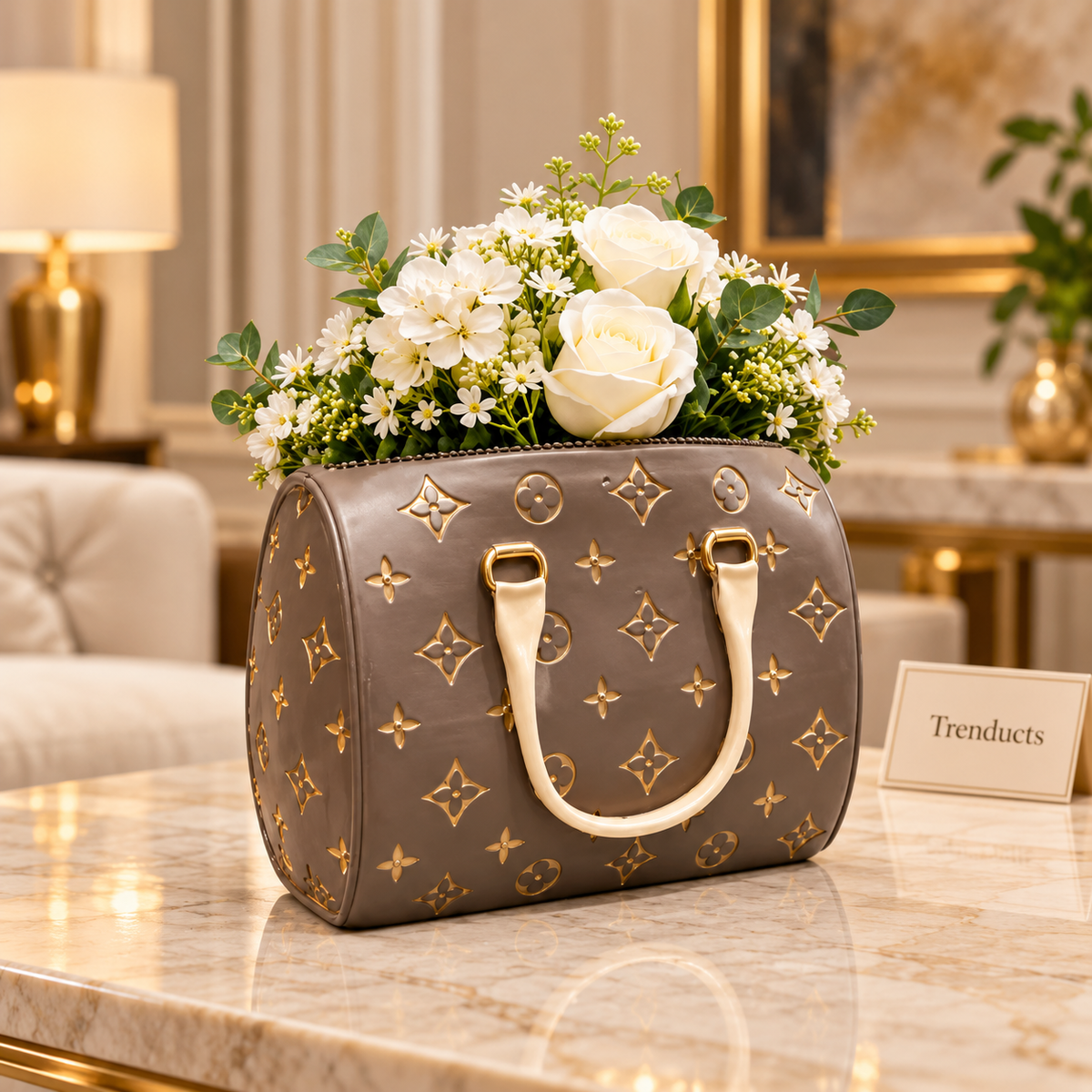 Ceramic Handbag Flower Vase for Table & Shelf Decor