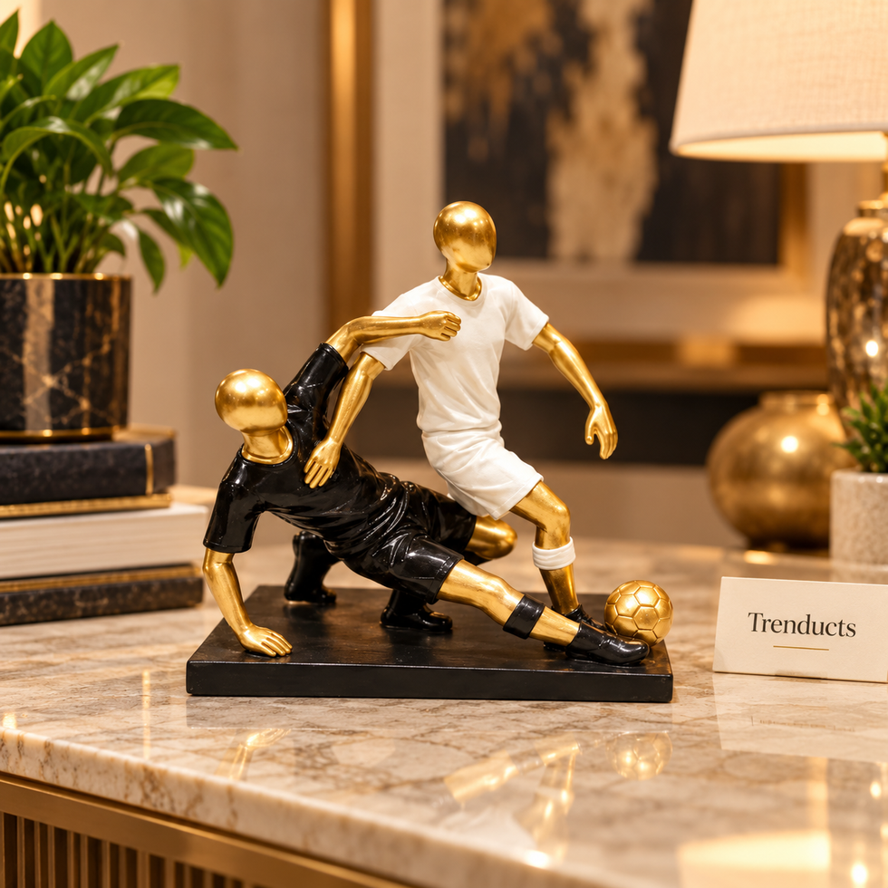 Football Player Duo Figurine Set for Sports Room Decor