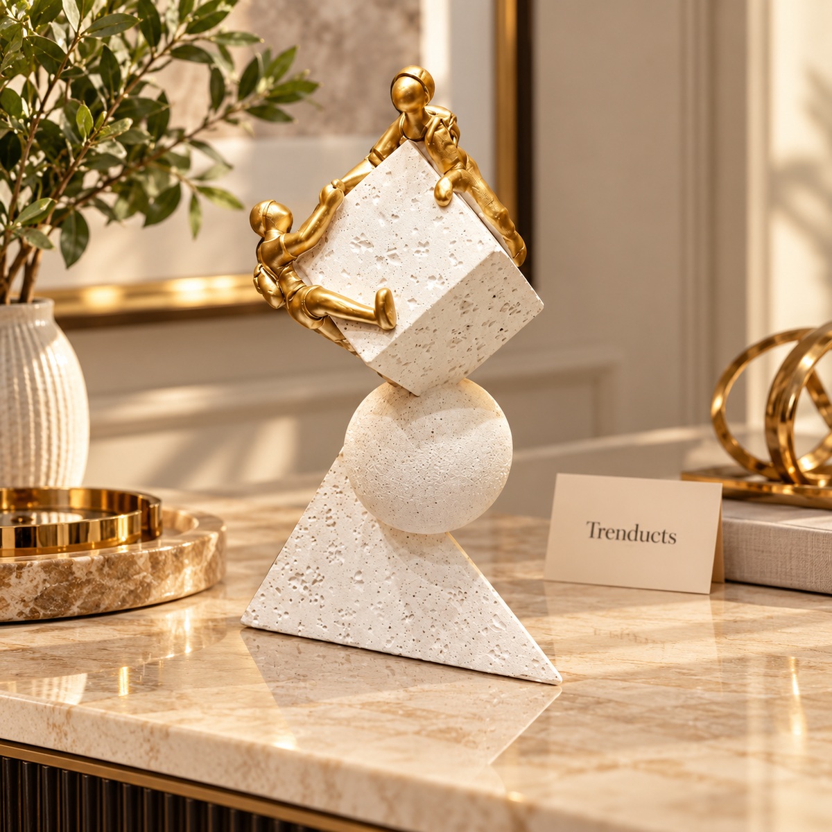 Abstract Geometric Climbing Figure Showpiece for Decor