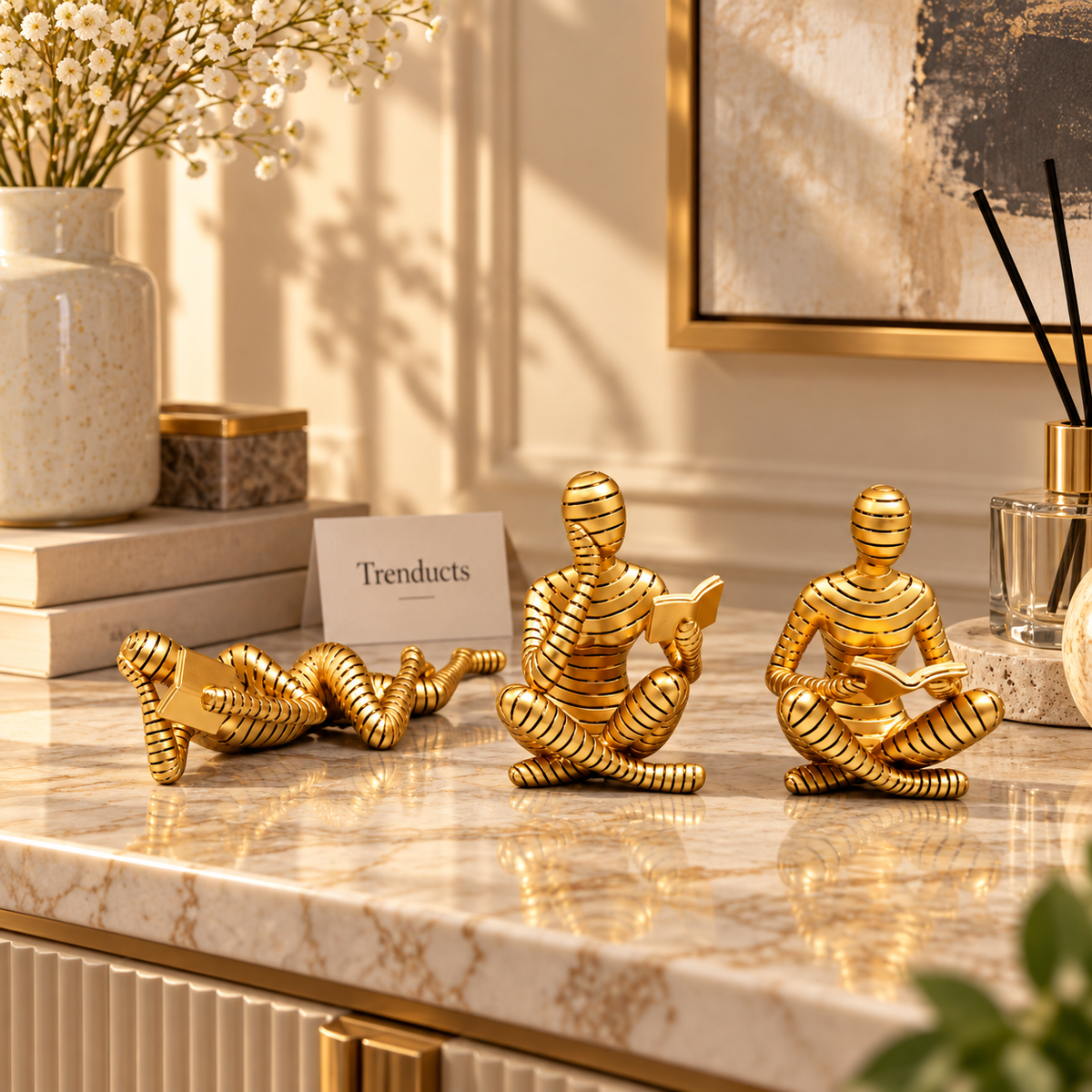 Think Read Relax Modern Figurine Set for Home Decor
