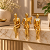Seated Readers Modern Art Figurine Set for Shelf Decor
