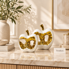 White & Gold Apple Ring Ceramic Sculpture