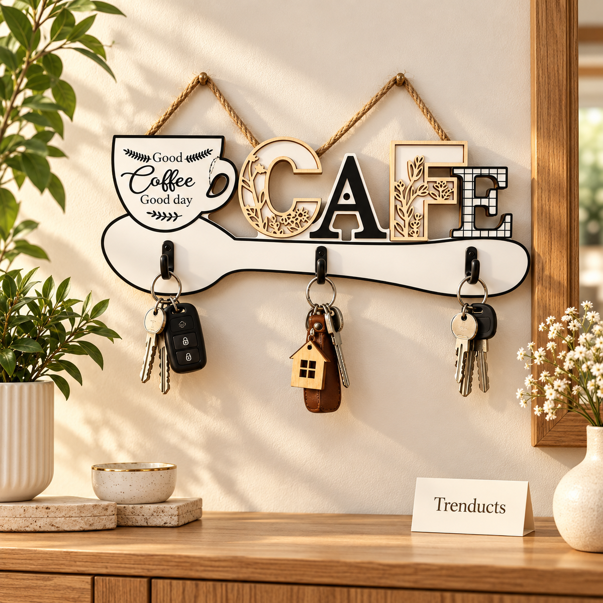 CAFE Letter Wall Key Hanger with Hooks