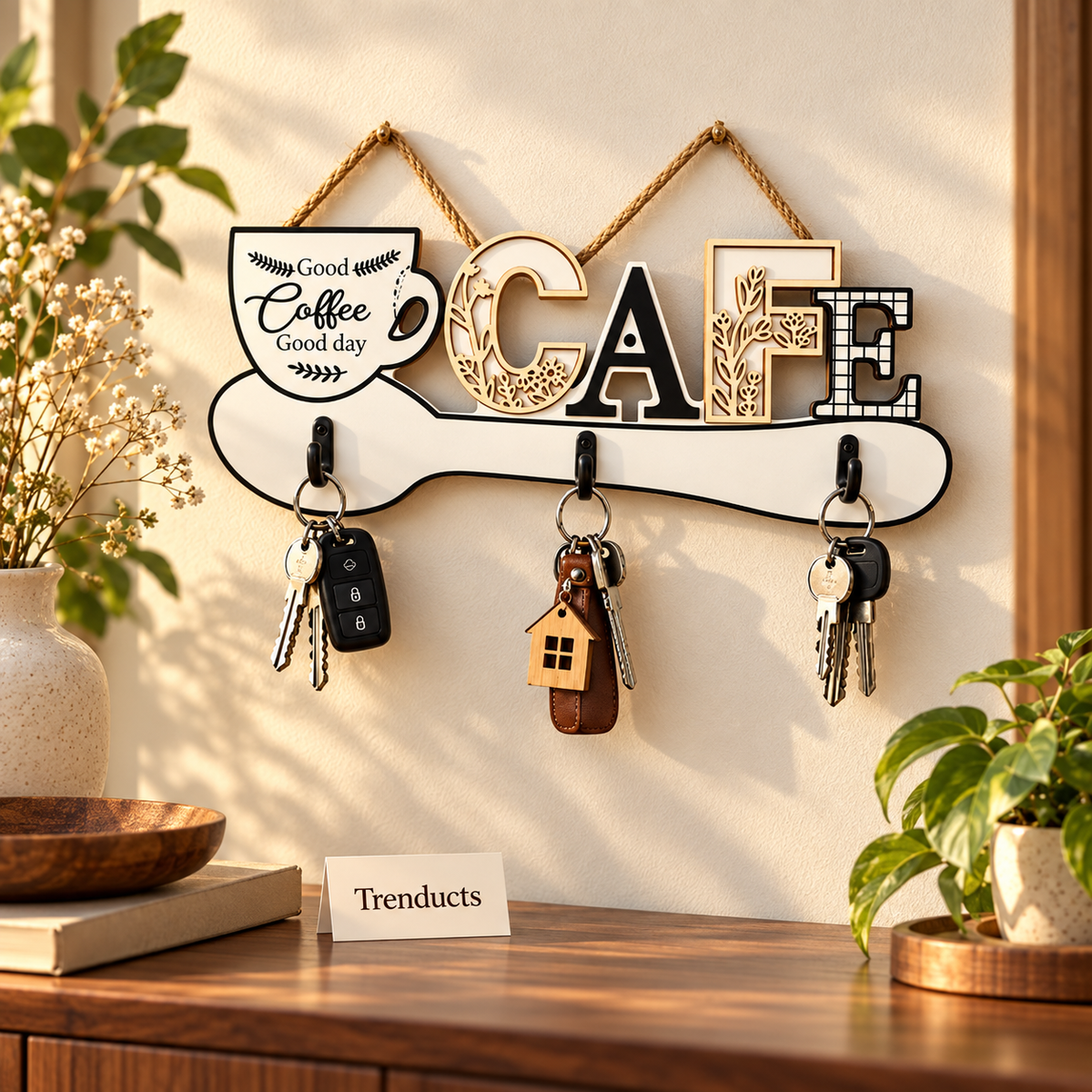 CAFE Letter Wall Key Hanger with Hooks
