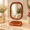 Rounded Rectangle Wooden Table Mirror with Base