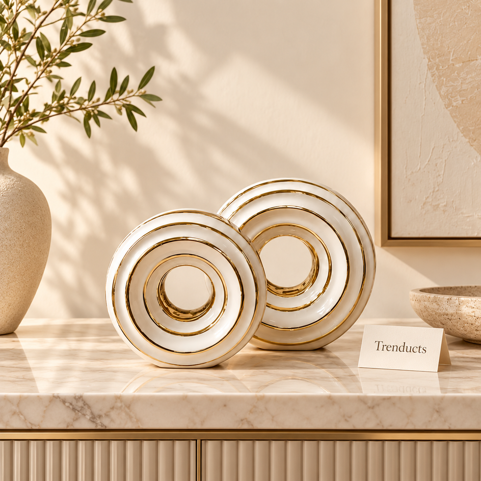White & Gold Concentric Circle Sculpture