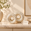 White & Gold Concentric Circle Sculpture