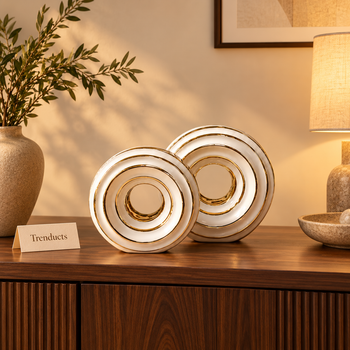 Trenducts luxury lifestyle view 2 of Concentric Circle Ceramic Sculpture – 2 Sizes