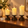 3-Piece Flameless LED Pillar Candle Set with Stands