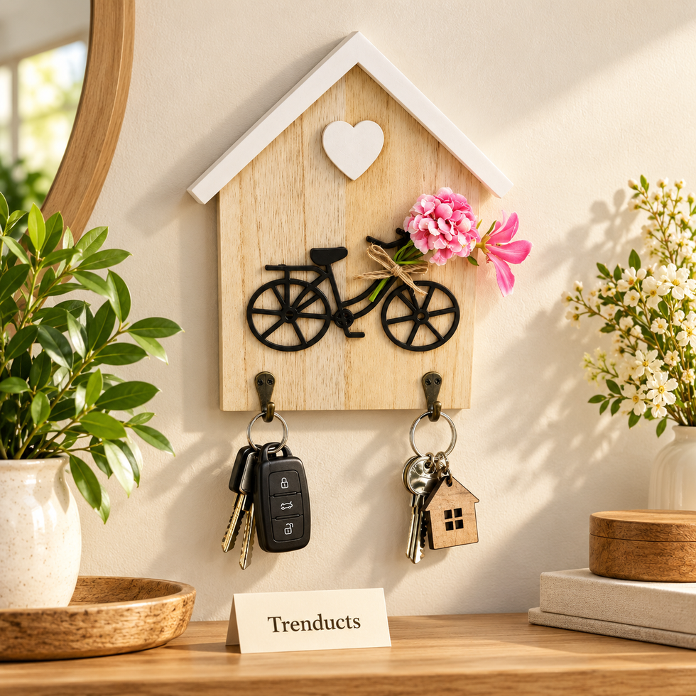 House-Shaped Wooden Bicycle Key Hanger