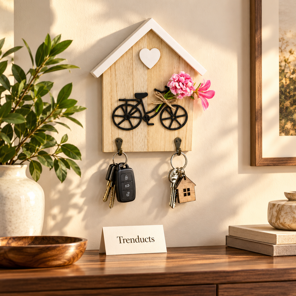 House-Shaped Wooden Bicycle Key Hanger