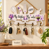 Floral Kitchen Wall Key Hanger with Hooks