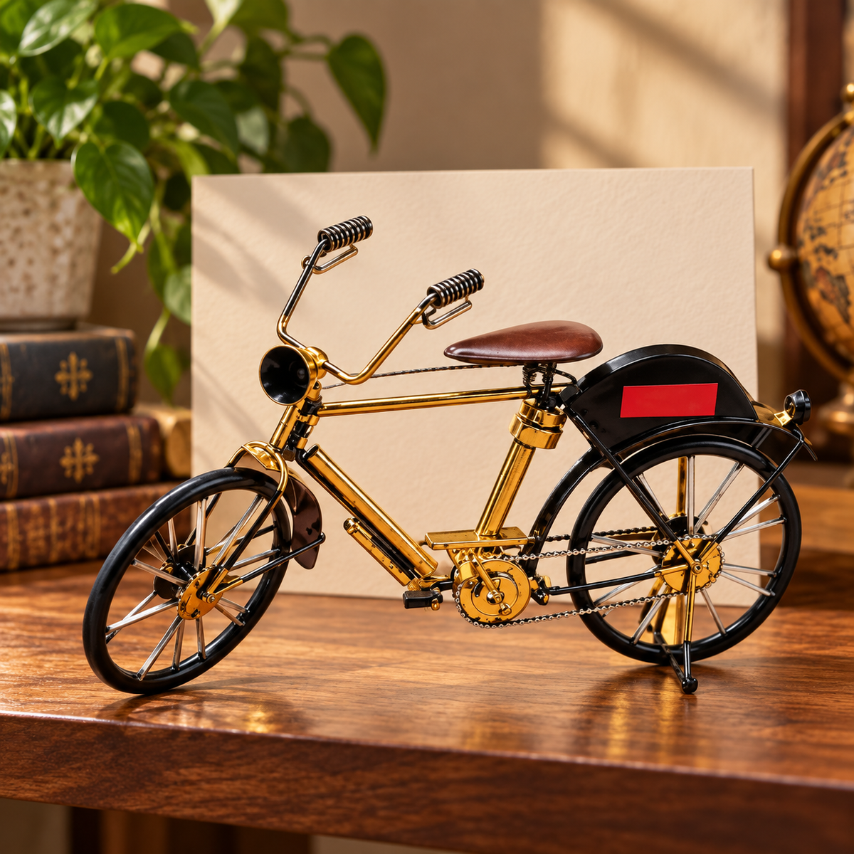 Golden Vintage Bicycle Metal Showpiece