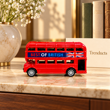 London Double-Decker Bus Metal Showpiece styled on a home shelf | Trenducts