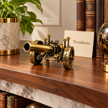 Vintage Cannon Metal Decorative Showpiece styled on a home shelf | Trenducts