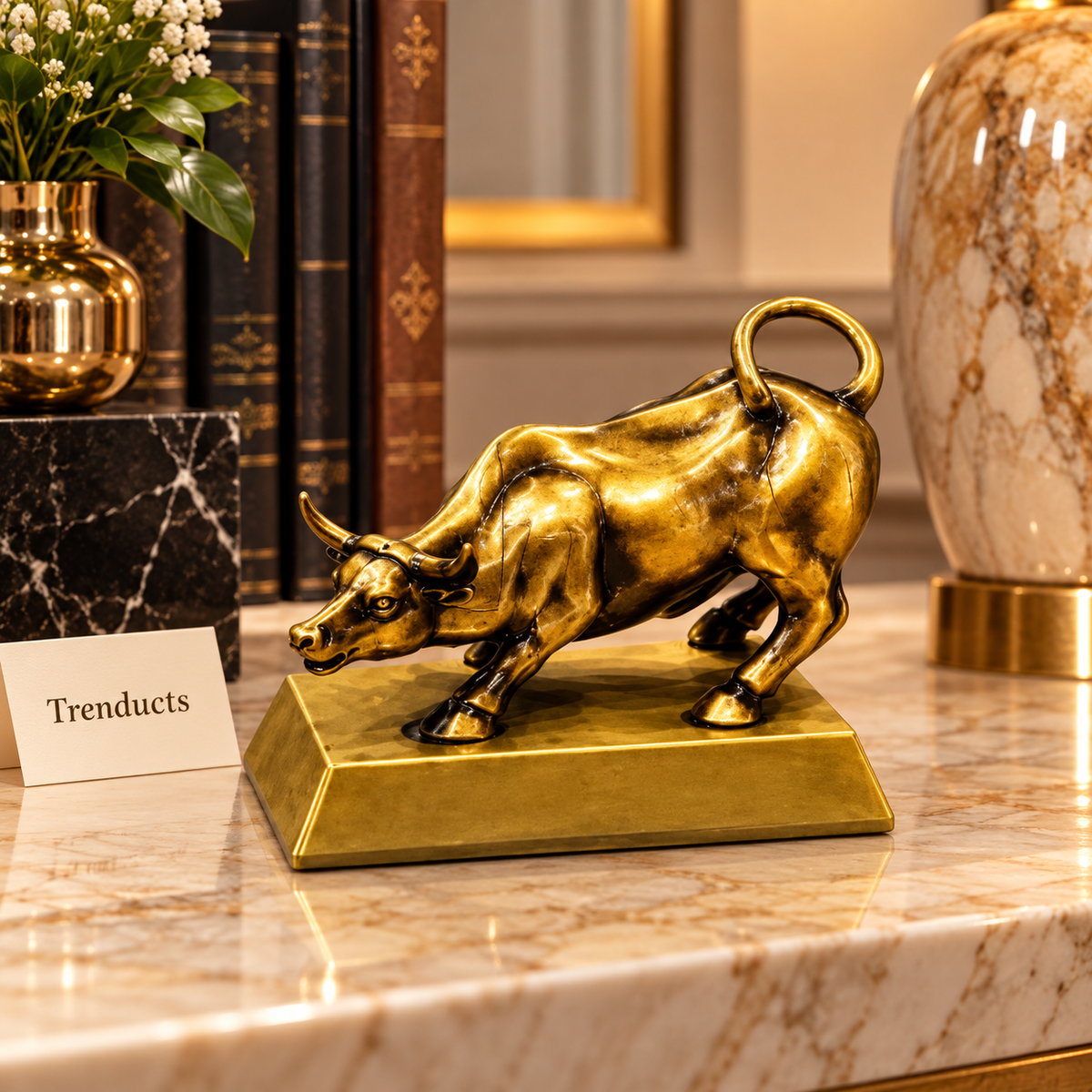 Antique Charging Bull Metal Sculpture