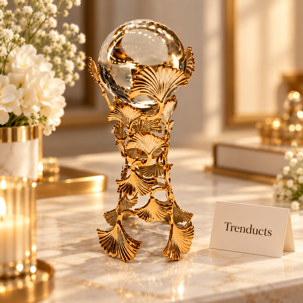 Crystal Ball Decor with Gold Spiral Stand