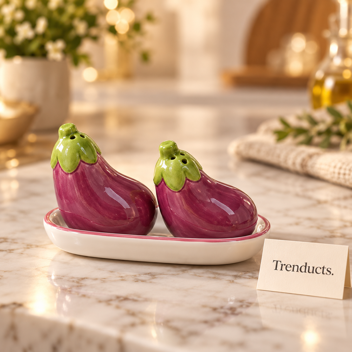 Eggplant Ceramic Salt & Pepper Shaker Set