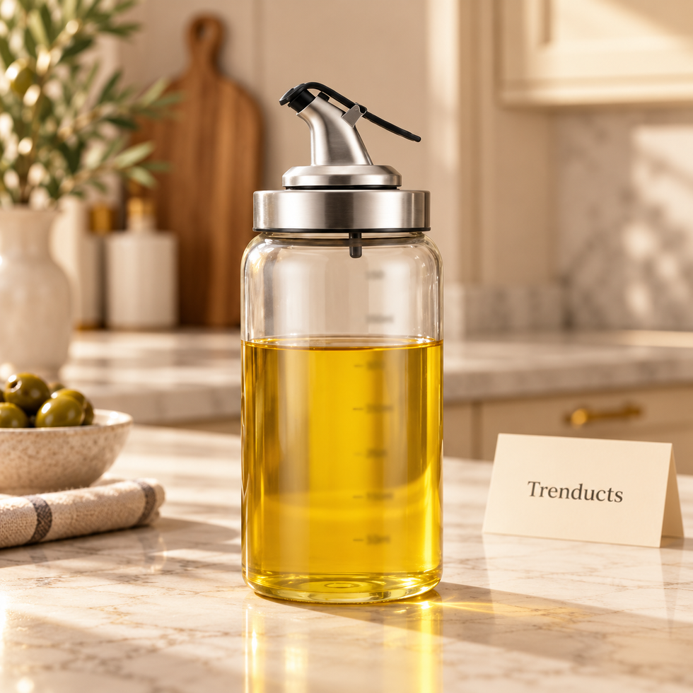 Glass Oil Dispenser Bottle with Measuring Marks