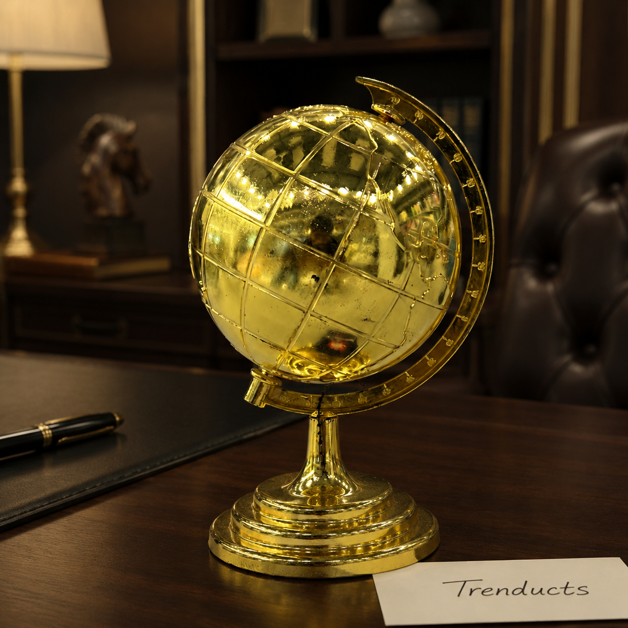 Large Golden Metal World Globe