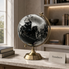 Black & Silver Globe with Gold Pedestal