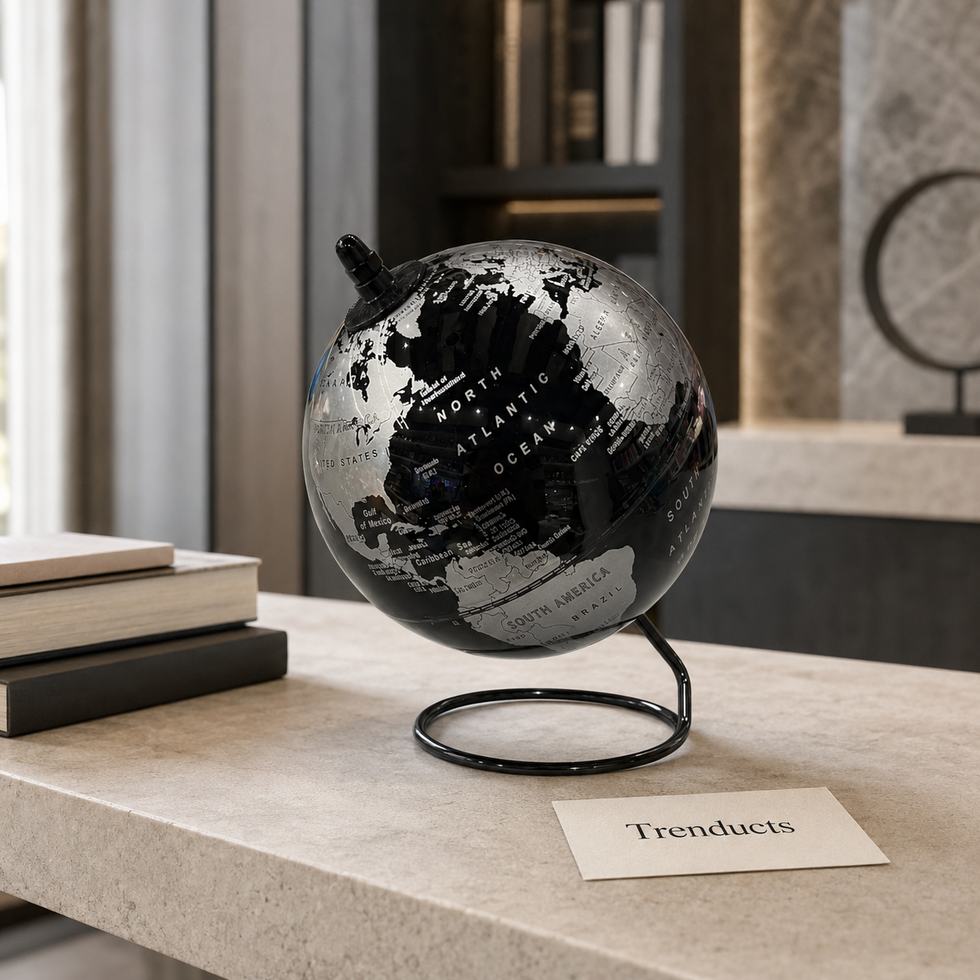 Black & Silver Loop-Stand Globe