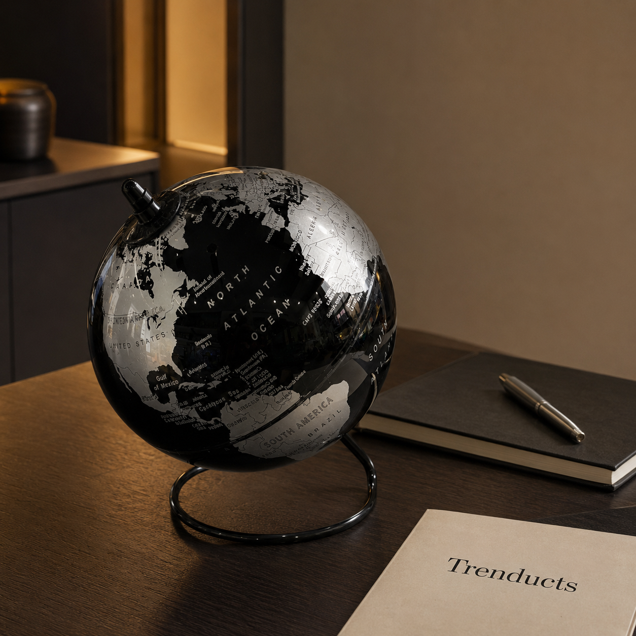 Black & Silver Loop-Stand Globe