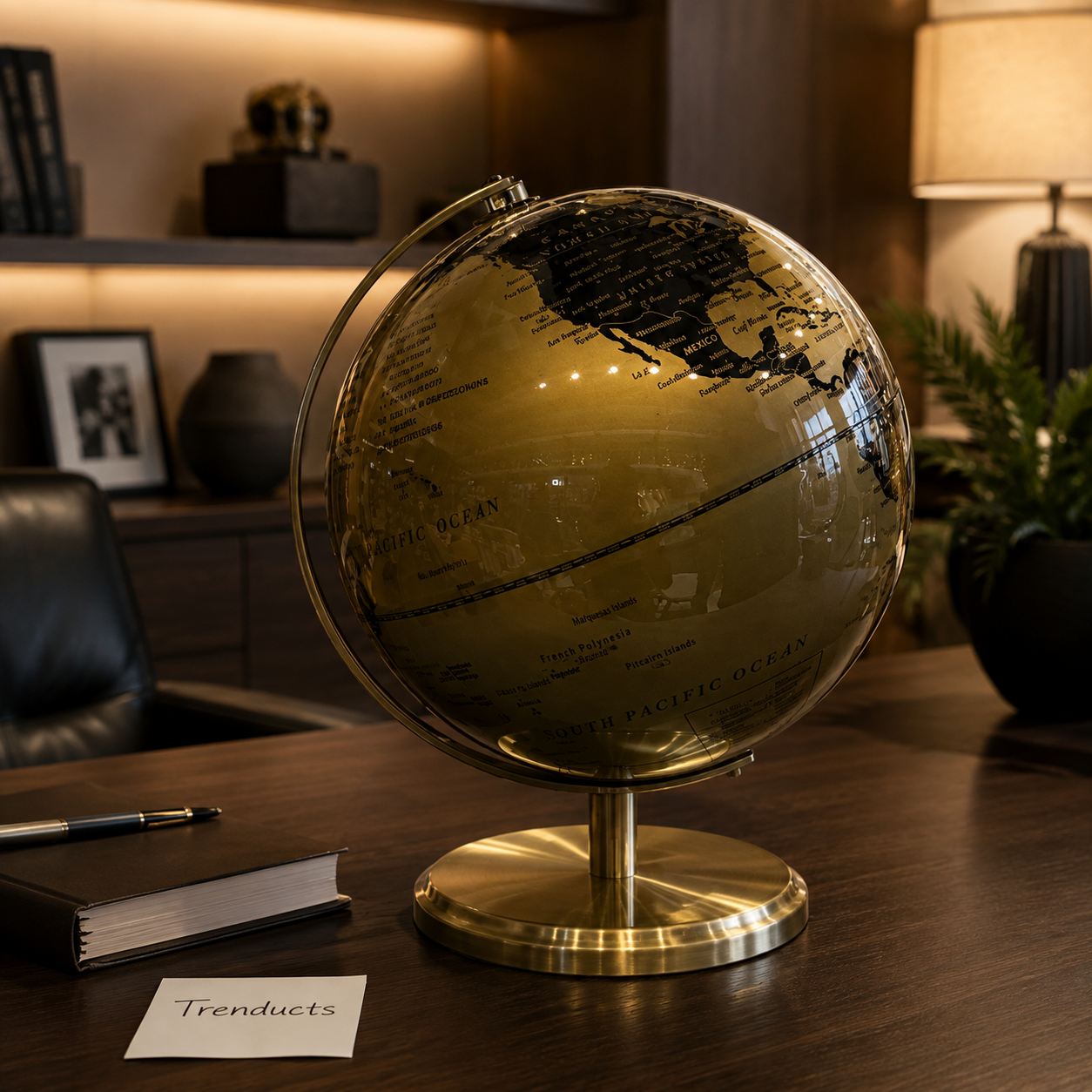 Antique Gold Large Metal Globe