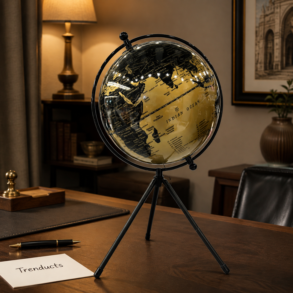 Gold & Black Tripod World Globe